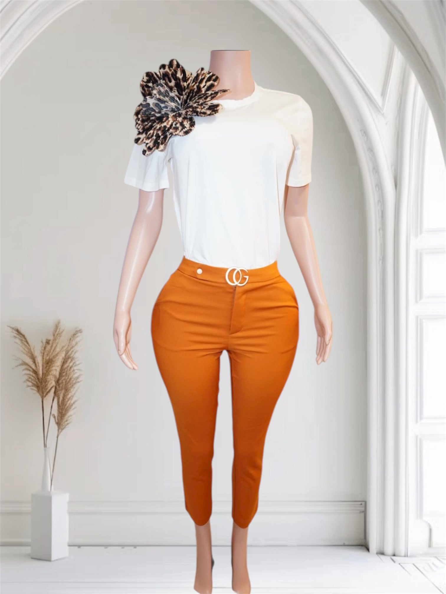 White Top animal print flower