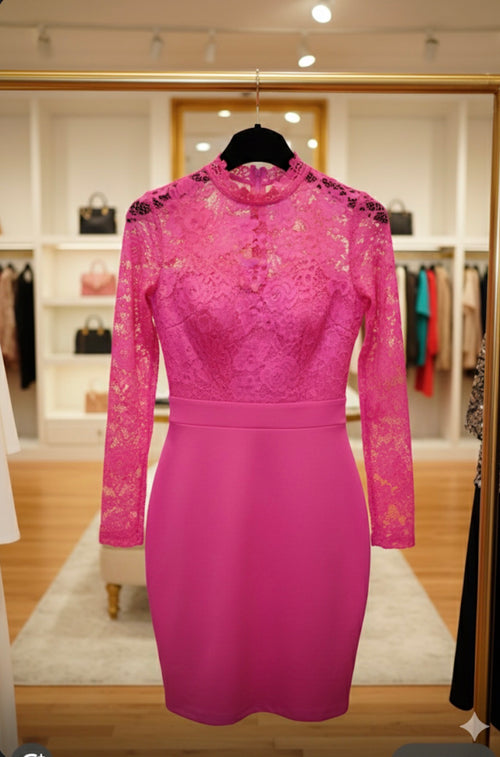 Athena" Long Asymmetrical Ruched Pink Gown with High Slit