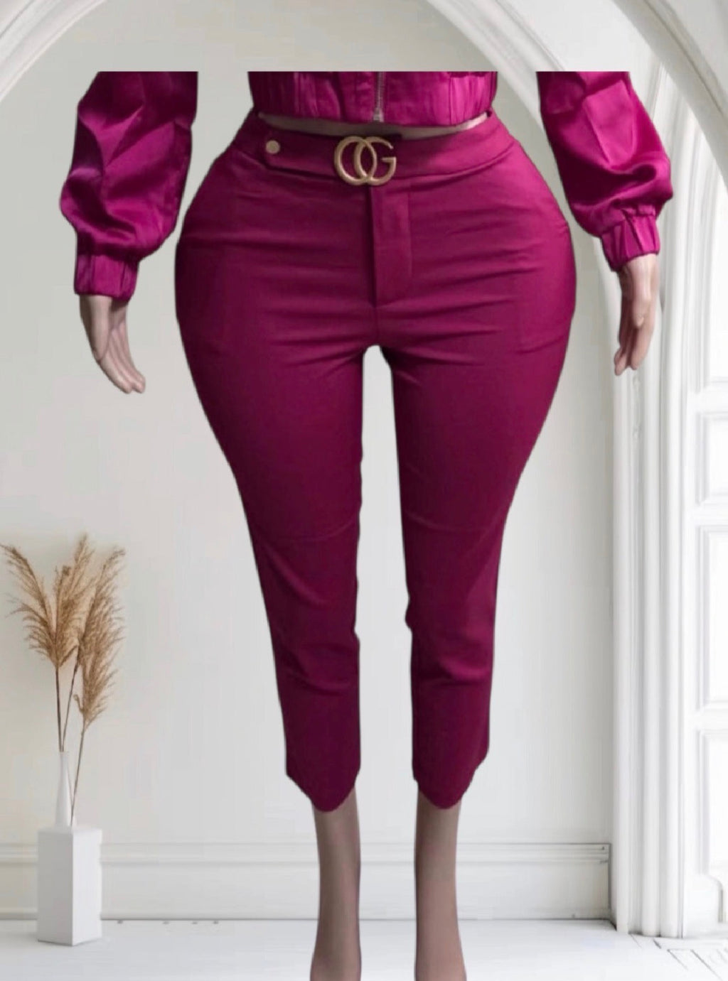 Fuchsia Hourglass Fit Cropped Pants