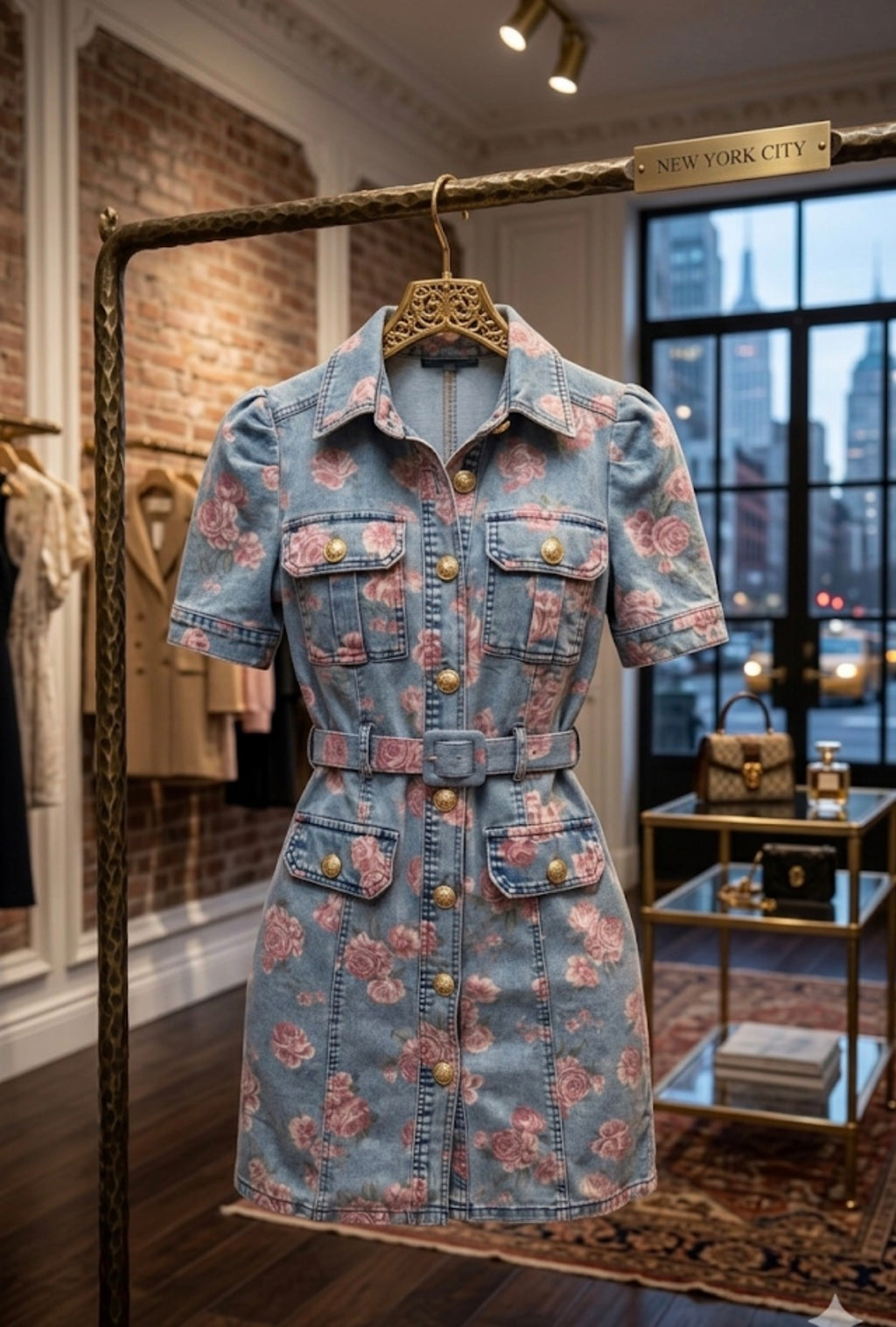Flower Denim Dress