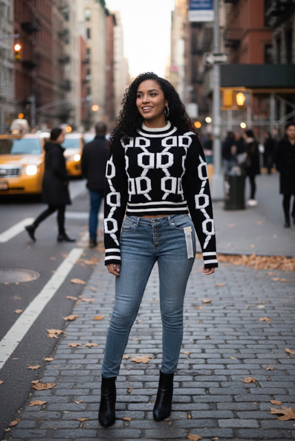 Black and white winter sweater