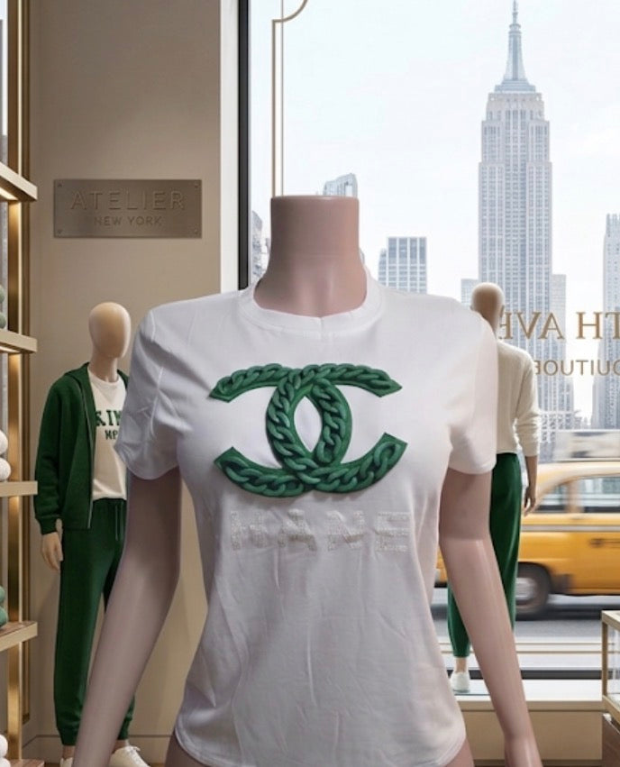 White and green emerald top