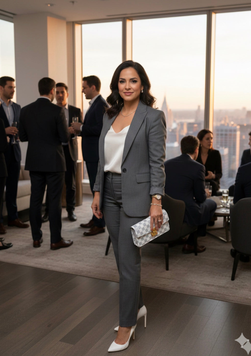 small modern grey and white LV bag