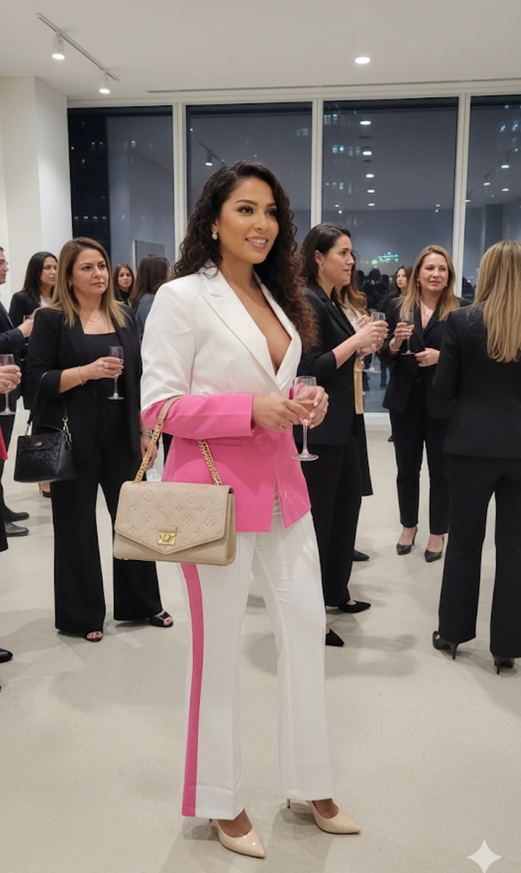 The Polished Professional white and pink  Suit Set