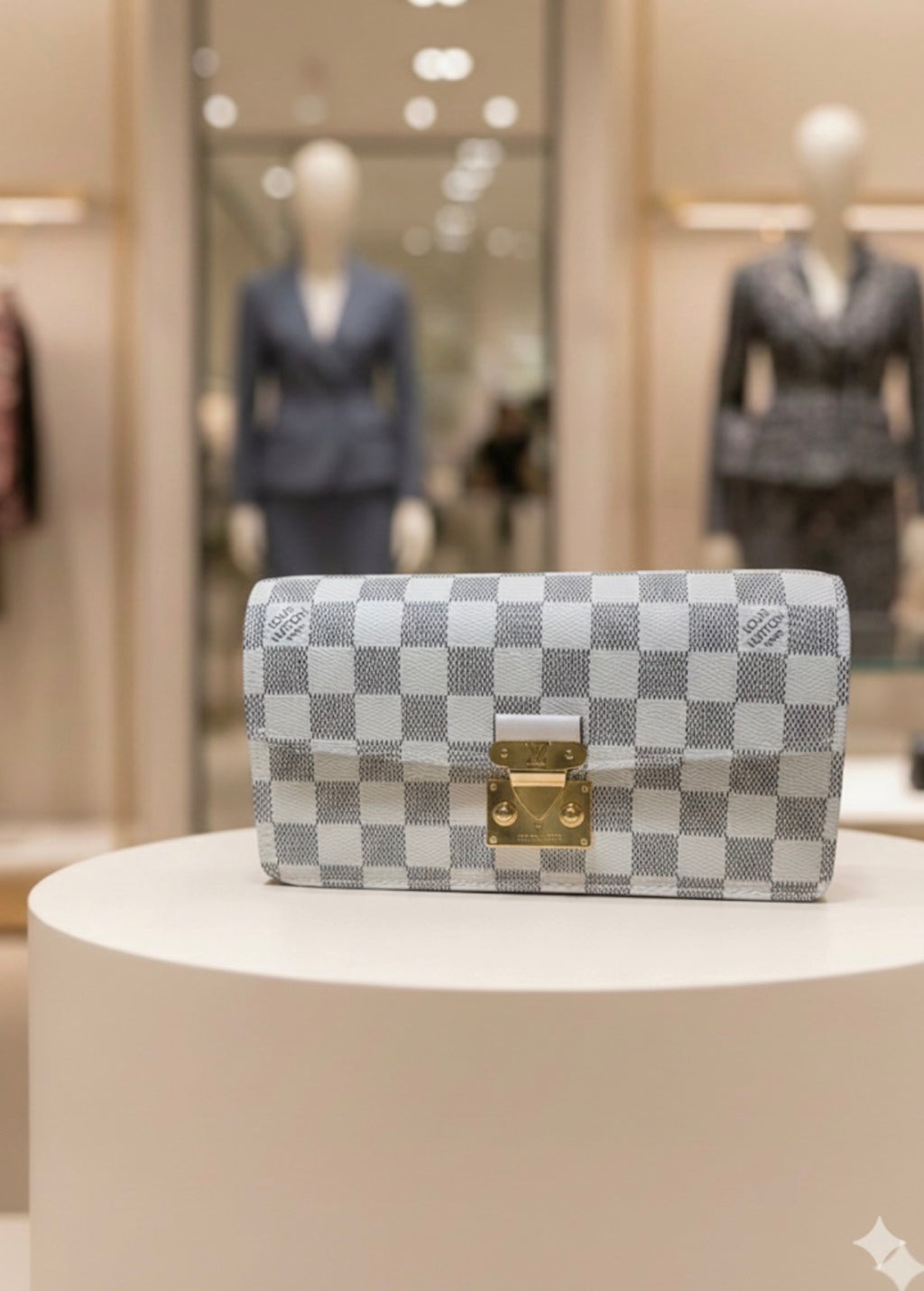 small modern grey and white LV bag