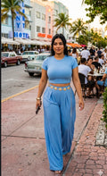 Blue Sky Set top + pants wide legs