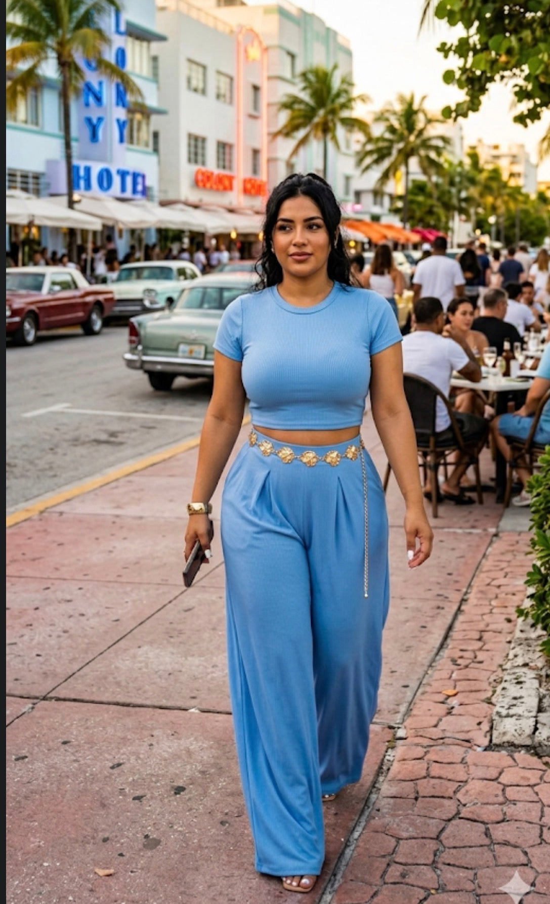 Blue Sky Set top + pants wide legs