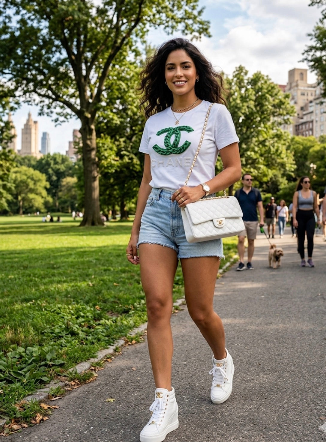 White and green emerald top