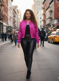 Satin Fuchsia Dream Bomber Jacket