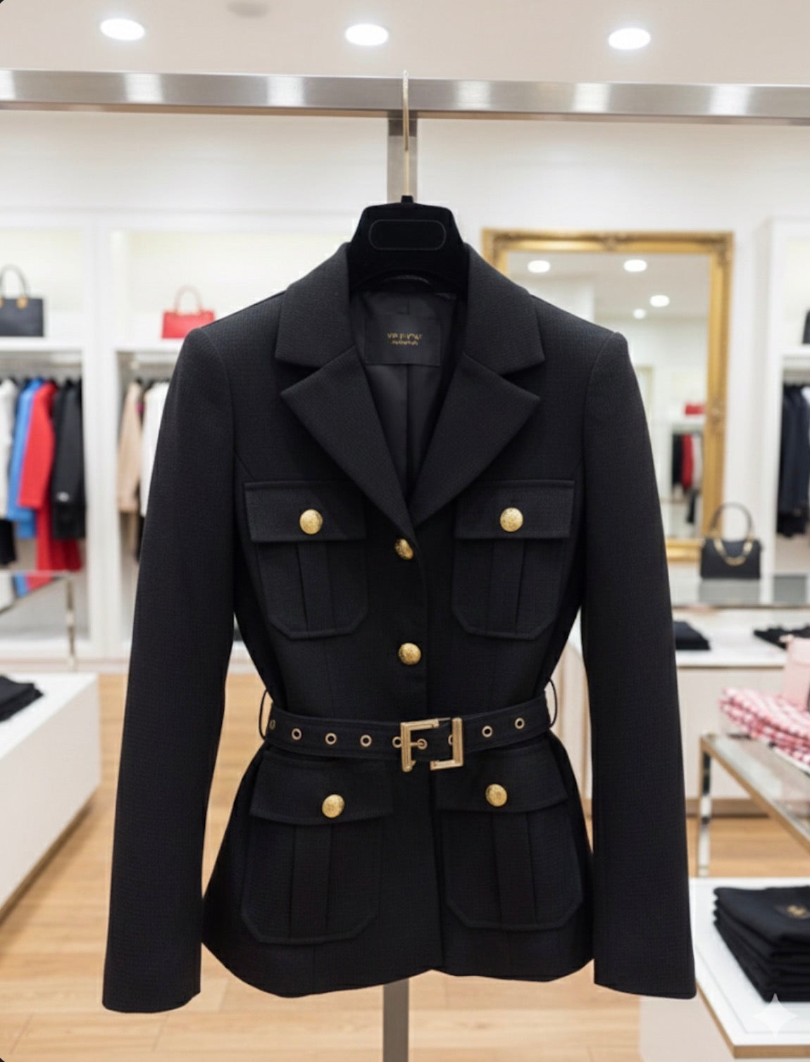 Elegant blazer with golden bottoms