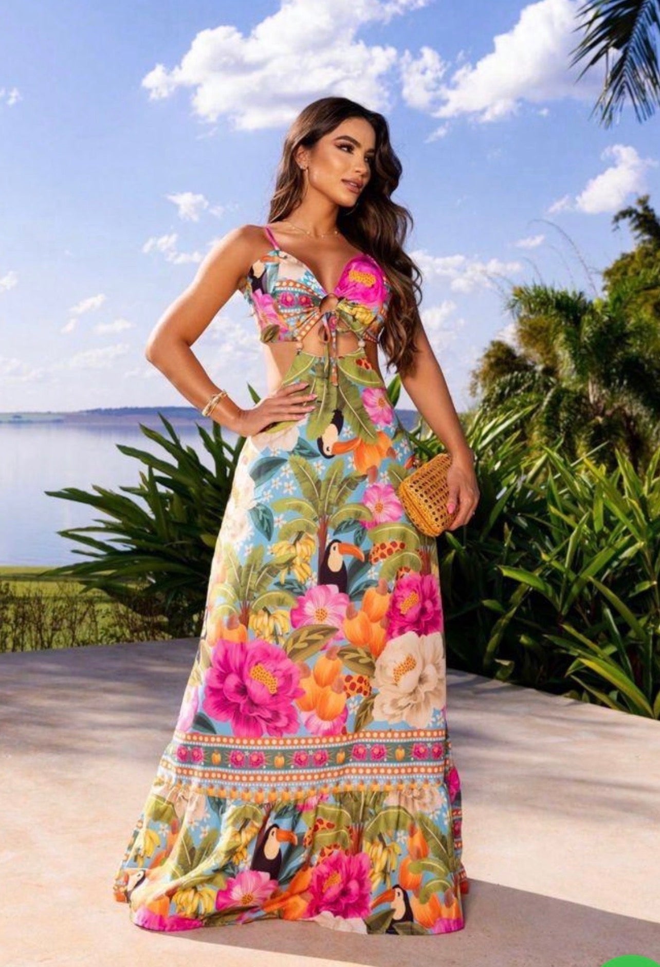 Pink flowers  large dress