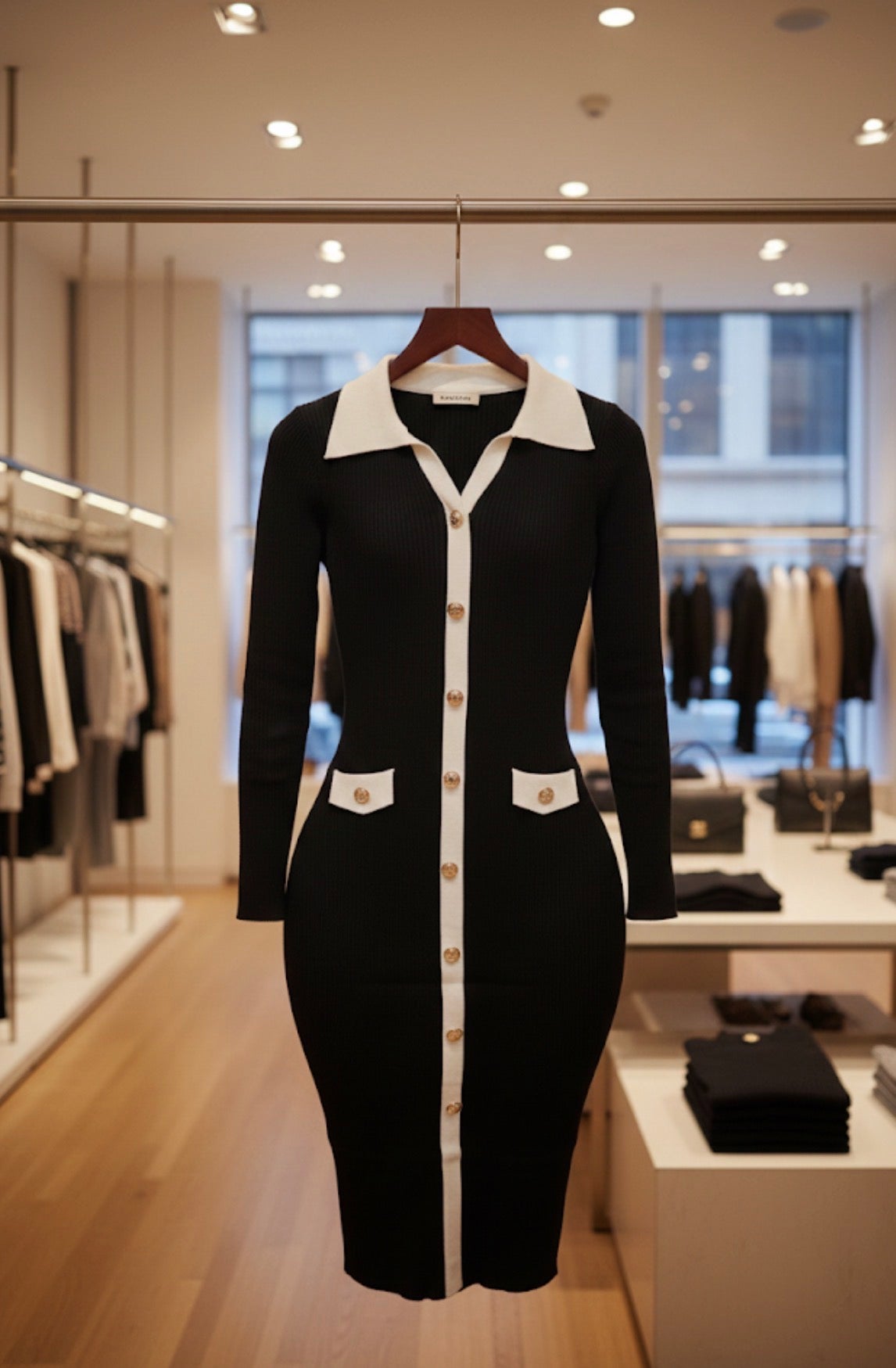 The Executive Knit Dress: Black & White Powe