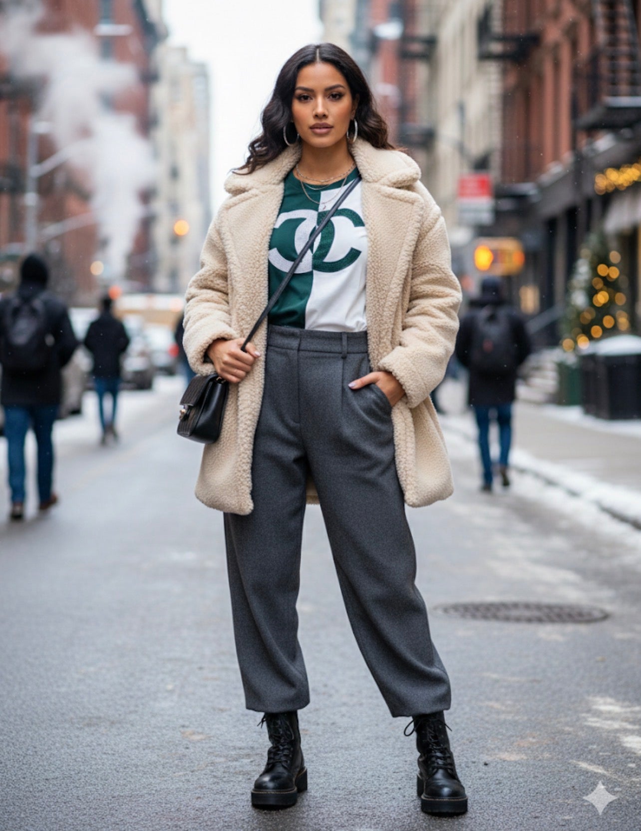 CC Dark green and white Top