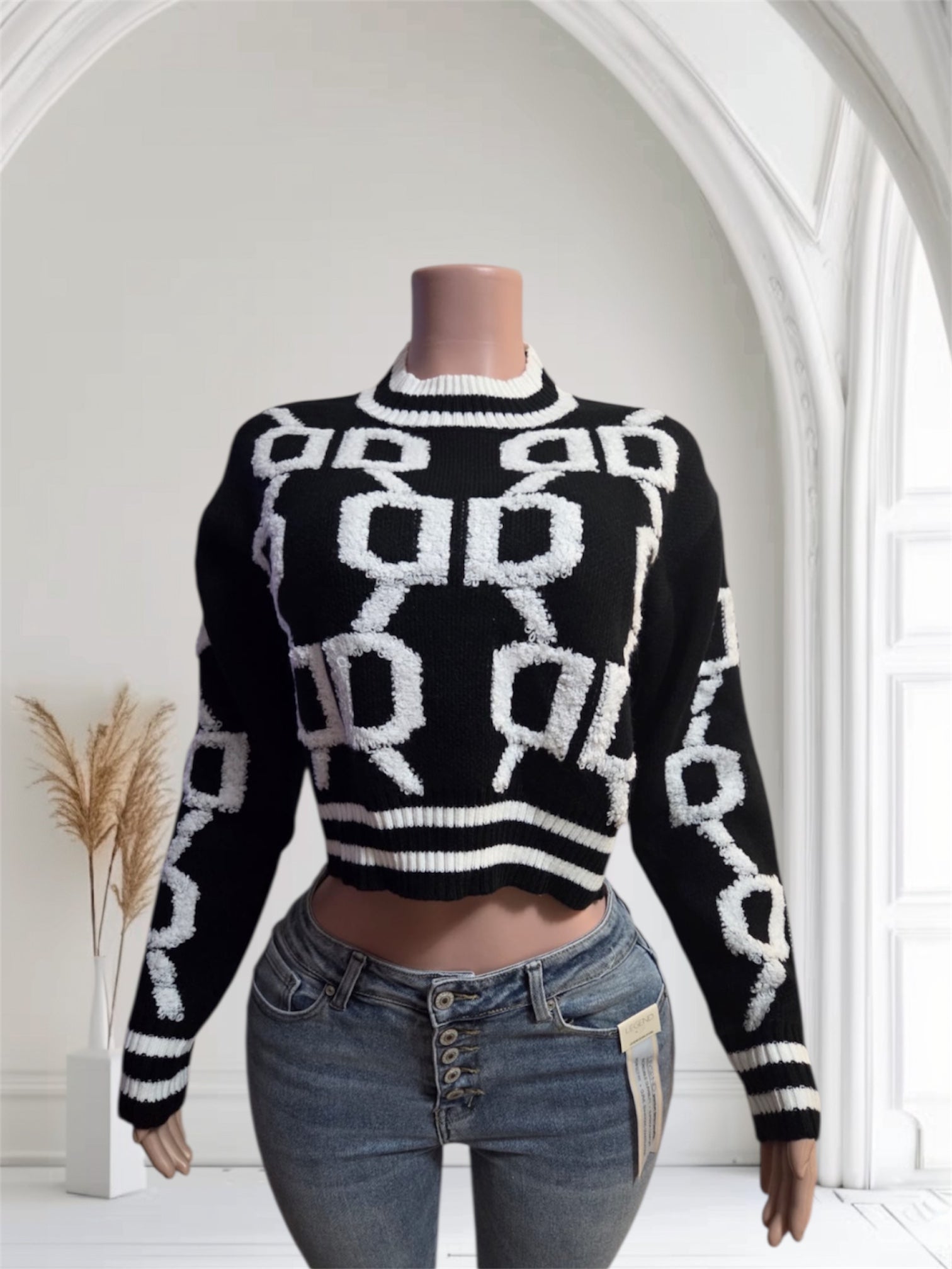 Black and white winter sweater