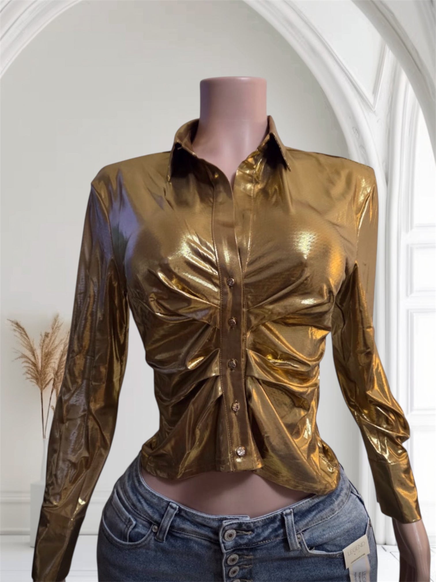 Fashion metallic gold T shirt