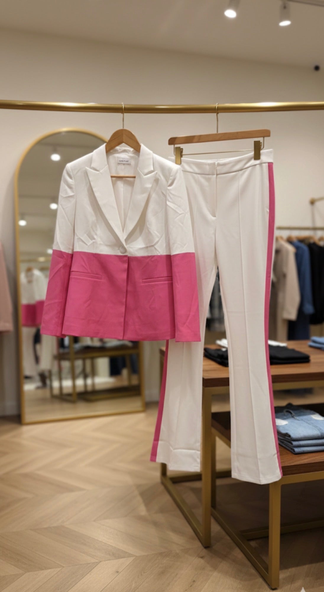 The Polished Professional white and pink  Suit Set