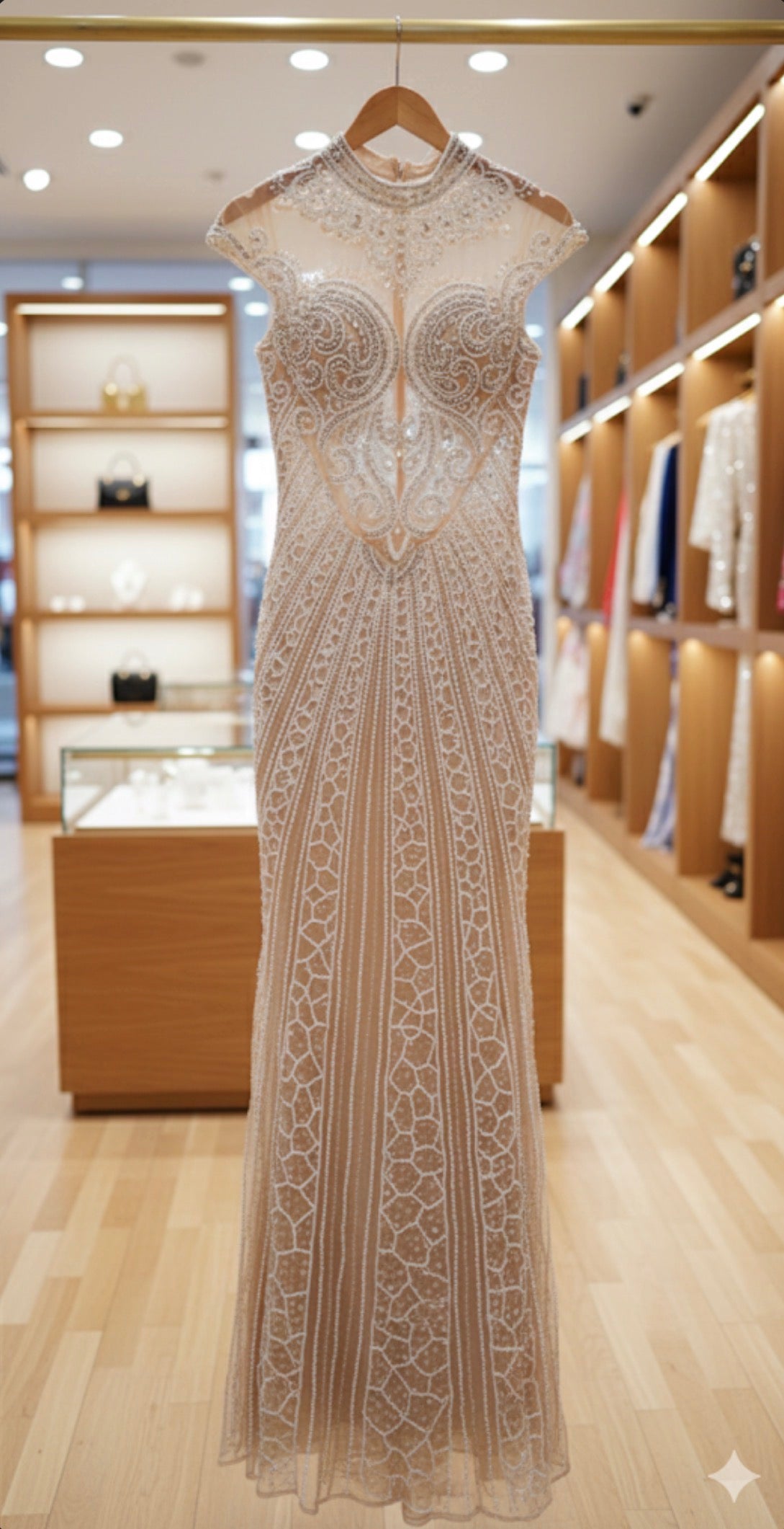 Beige Stunning Formal Evening Gown