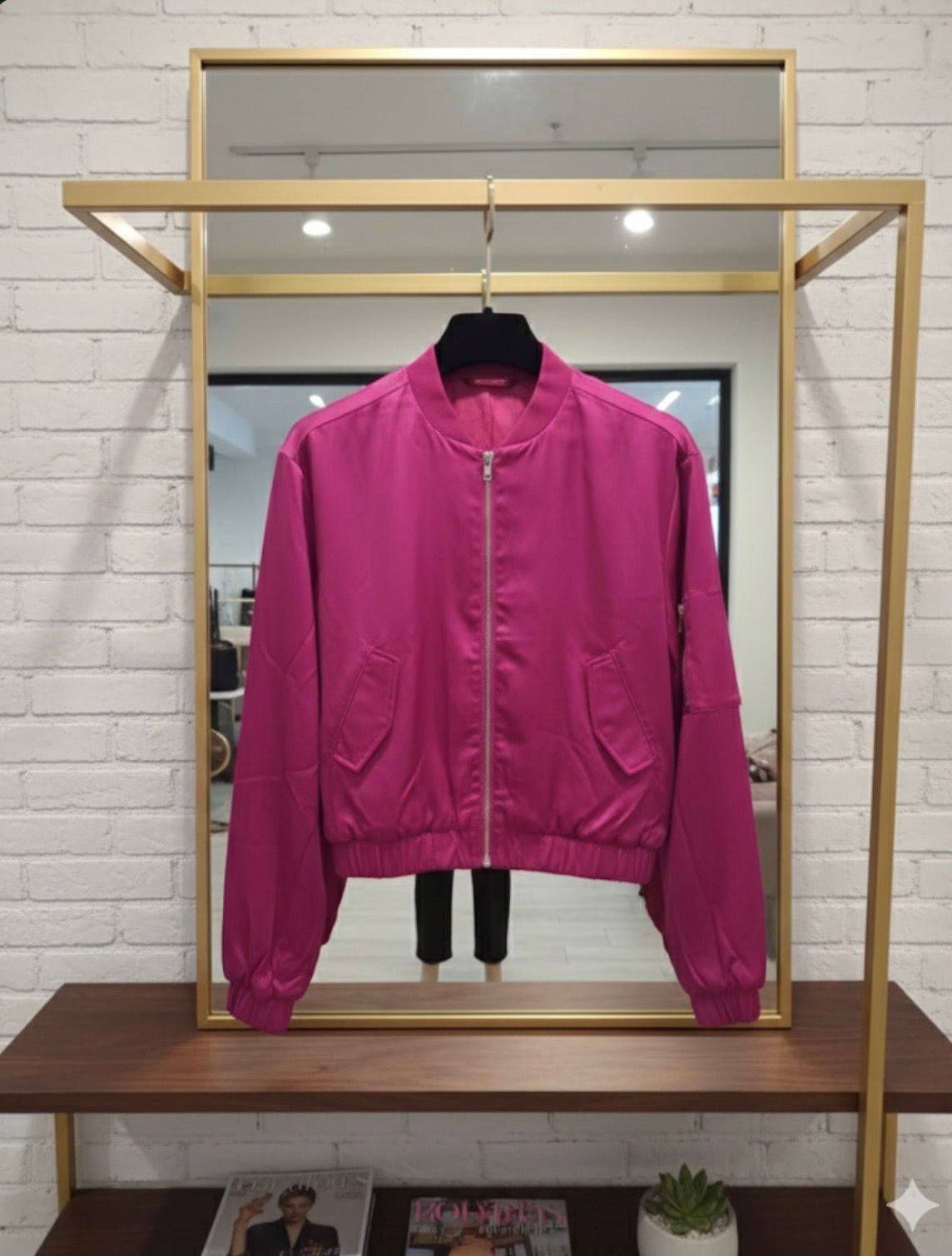 Satin Fuchsia Dream Bomber Jacket