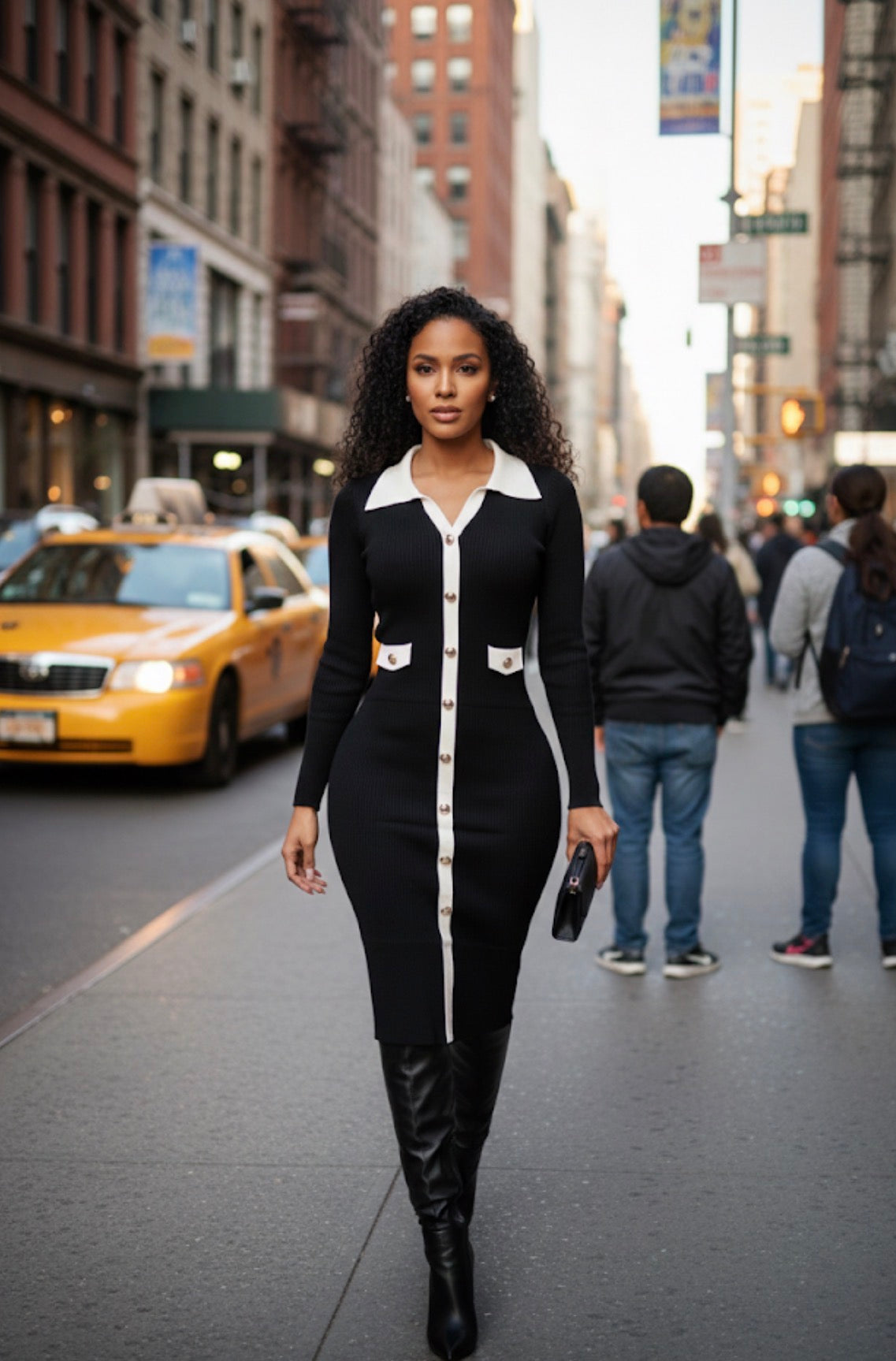 The Executive Knit Dress: Black & White Powe