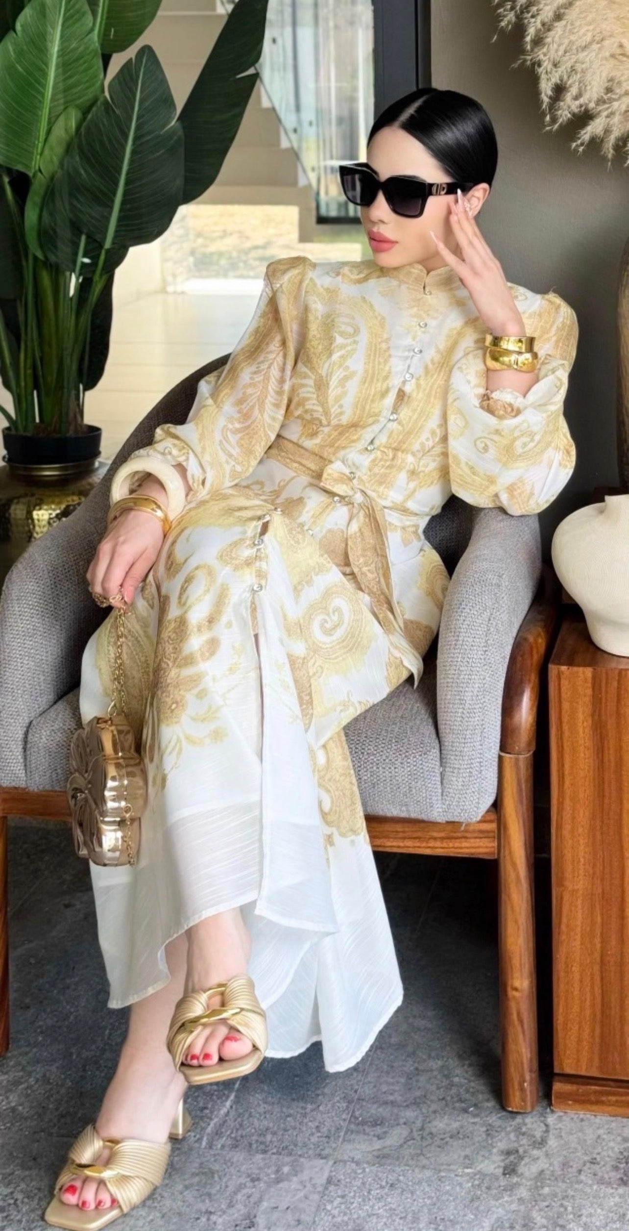 Yellow & White Embroidery Dress