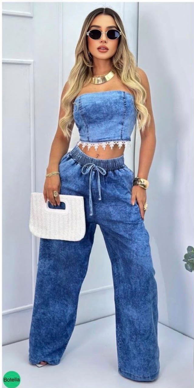 TWO PIECES DENIM SET PANTS & TOPS