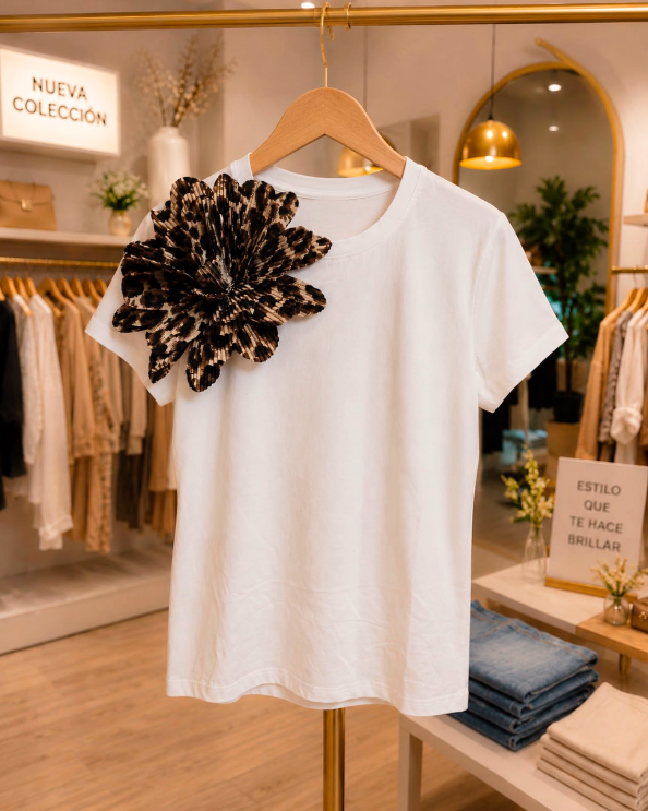 White Top animal print flower